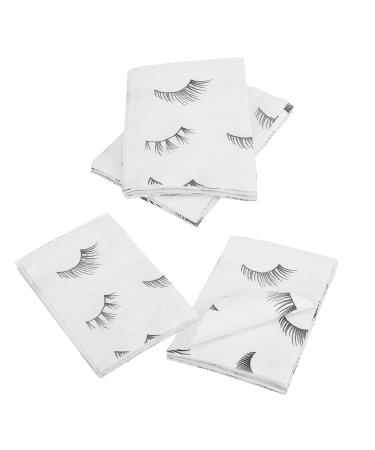 PRASNE Lashing Dental Bibs Disposable 125 Pack + Lash Pillow Cover | White 3-Ply Towels | Waterproof Towels 13 x 18 | Black Eyelash Printed - Buy Online on SooperMarket.com
