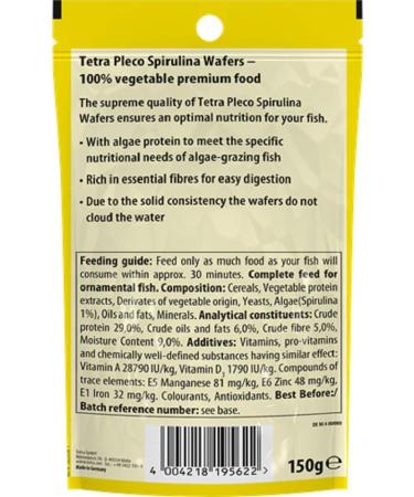 Tetra Pleco Fish Food Spirulina Wafers 42g 100% Vegetable Premium Fish Food for Bottom Feeding Fish - Buy Online on SooperMarket.com