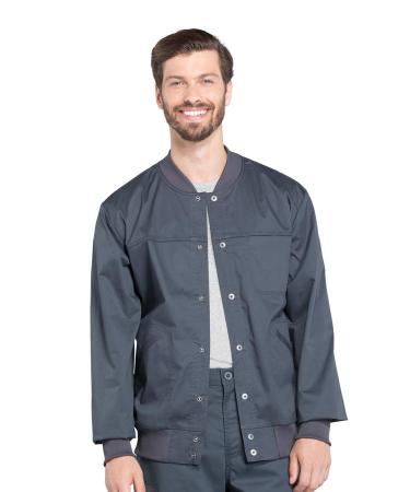 Cherokee Men Scrubs Jacket Workwear Core Stretch Snap Front Plus Size WW330 4XL Pewter