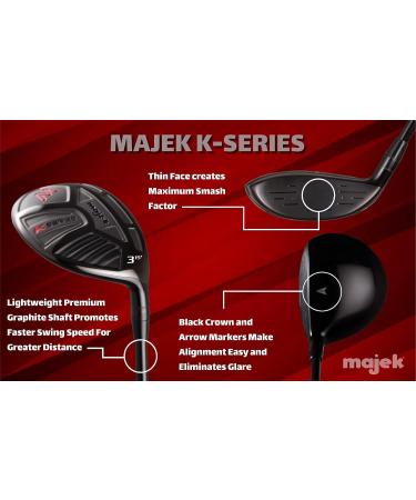 Petite Senior Women's Majek K-Series High Launch 460cc 12.5 Driver & 3 5 Fairway Wood Set | Senior Ladies Flex Graphite Shaft | Premium Tour Velvet Grip | Right Handed - Buy Online on SooperMarket.com