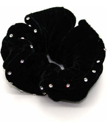 Mytoptrendz Black Velvet Scrunchie Edge Encrusted With Sparkly crystal (Diamante Black) - Buy Online on SooperMarket.com
