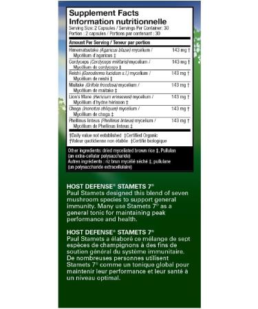 Host Defense Stamets 7 Mushroom Capsules Daily Immune Support & Energy with Organic Mycelium Blend Immune Support Blend with Lion's Mane Chaga Cordyceps Reishi Maitake Mushroom Turkey Tail Mushrooms Supplement Certified Organic Vegetarian Capsules Stamets - Buy Online on SooperMarket.com