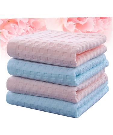 4pcs FRCOLOR Cotton Towel Set | Absorbent Makeup Remover & Facial Washcloths | Bathroom & Bath Supply Accessory | Baby Scarf | Blue - Buy Online on SooperMarket.com