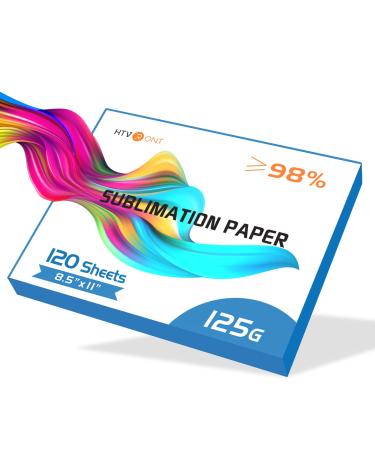 HTVRONT Sublimation Paper 8.5 x 11 Inch - 120 Sheets Easy to Transfer Sublimation Paper for T-shirts  Tumblers  Mugs (A4) 8.5 X11