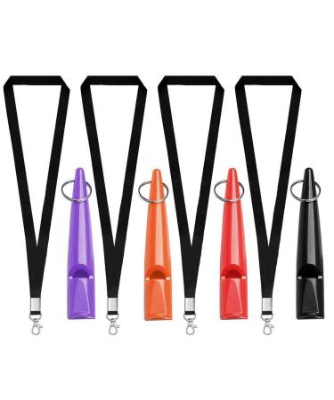 kuou 4 Pcs Professional Dog Whistles Dog Training Whistle High Pitch Plastic Dog Whistles With Lanyard Keychain for Barking & Recall
