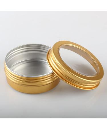 Zeoabsy 24 Pack 60ml Gold Aluminum Cans - Empty Round Cream Containers with Screw Cap & Viewing Window for DIY Ointments Candles Cosmetics & Shaving Soap - Buy Online on SooperMarket.com