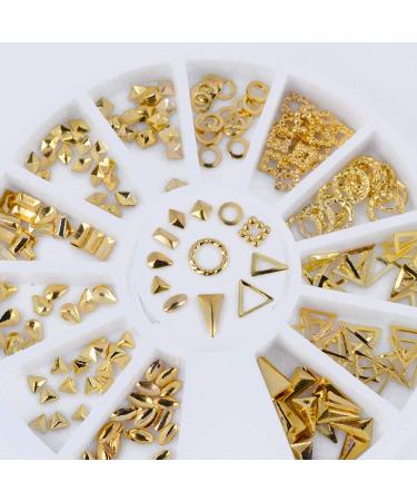 Frcolor 120 Pcs Rose Gold Nail Art Studs - 3D DIY Nail Charms & Decorations | Mixed Metallic Rivets & Shapes - Buy Online on SooperMarket.com