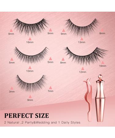 DREWALA Magnetic Eyelashes with Eyeliner Kit - 5 Pairs, 3D Natural Look, Waterproof, Easy to Apply, Reusable, Long Lasting - No Glue Needed False Eyelashes Pack - Buy Online on SooperMarket.com