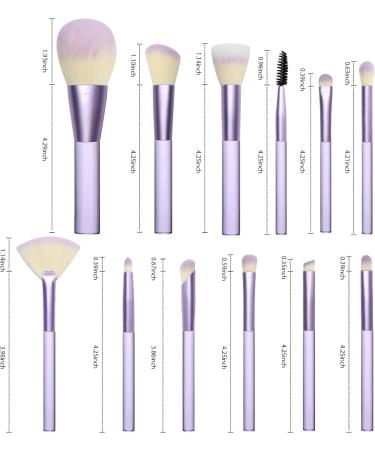 HEYMKGO 12pcs Professional Makeup Brushes Set with Transparent Handles - Ideal for Foundation, Blending, and Eyeshadow - Purple Triangle Puff Included - Buy Online on SooperMarket.com
