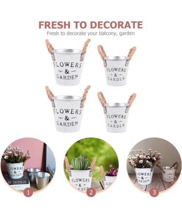 Homoyoyo 8 Pcs Tin Bucket Metal Flower Bucket The Office Desk Decor Galvanized Metal Vase French Country Pitcher Desk Waste Basket Metal Tin Plating Iron Flower Arrangement 13X12cmx2pcs Assorted Colorx2pcs - Buy Online on SooperMarket.com