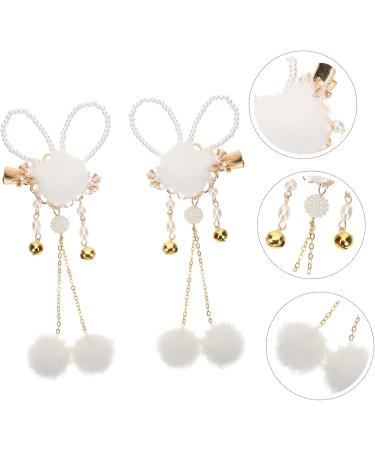 Amosfun 1 Pair Bunny Hairpin Kids Decor Baby Decor Rabbit Ear Headbands Plush Hairpins Pearl Hair Ties Pearl Hair Pin Retro Decor Pompom Hair Tie Vintage Metal Plush Ball Miss - Buy Online on SooperMarket.com