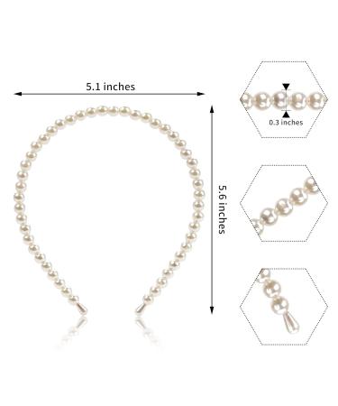 3 Pack White Faux Pearl Headbands for Women - Bridal Hair Accessories - Buy Online on SooperMarket.com