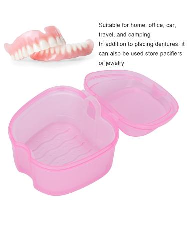 Denture Container with Sieve - Pink Retainer Cleaner & Soaking Cup for Braces | Durable Denture Bath for Cleaning & Storage - Buy Online on SooperMarket.com