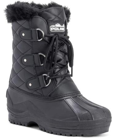 POLAR Women's Mid Calf Black Leather Waterproof Tactical Boots - Size 8 - Buy Online on SooperMarket.com