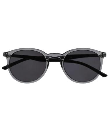 Opulize Met sunderer glasses slim round frame spring hinges scratch-resistant tinted lens UV400 protection men women S60 +2.00 Dioptria (1 Pack) Clear gray front black arms bundle with glasses S97-2 +2.00