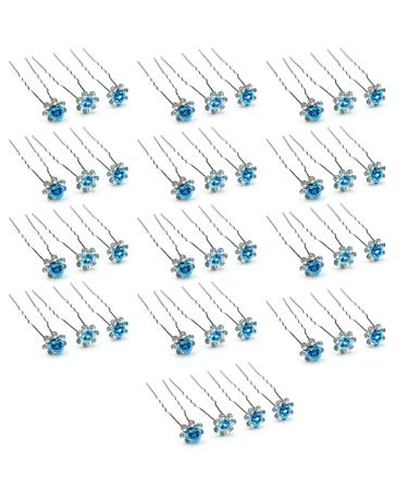 LEEQ U Shaped Hair Pins - 40 Pieces Bridal Rose Hair Pins Diamond Flower Hair Clips Hair Accessories for Bridal Wedding Women and Girls