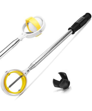 Golf Ball Retriever, Golf Ball Retriever Telescopic for Water with Spring Release-Ready Head, Ball Retriever Tool Golf with Grabber Tool, Golf Accessories Golf Gift for Men 1.3 Feet 9ft