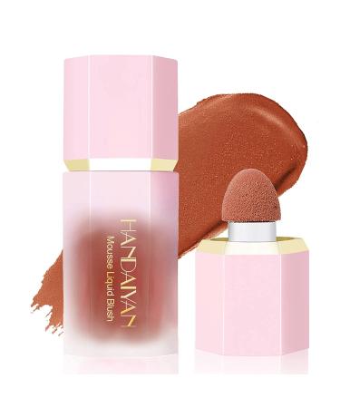 Matte Cream Blush Soft Lightweight Liquid Blush for Cheeks Natural Looking Color Long-Wearing Smudge Proof Pink Liquid Blusher Makeup (6#Chocolate) 6#Chocolate 1 count (Pack of 1)