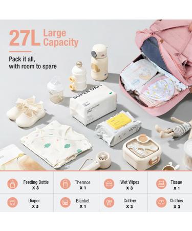 Tonyee Wrap Backpack - Stylish Diaper Bag with Removable Bottle & Diaper Pad Travel Essentials for Moms & Dads - Rosa - Buy Online on SooperMarket.com