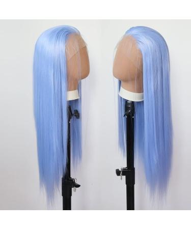 Tawarm Long Light Blue Wig for Black Women | Synthetic Lace Front Glue-Free Hand-Knotted Daily Wear & Cosplay | 33 x 7.6 cm Straight Style - Buy Online on SooperMarket.com