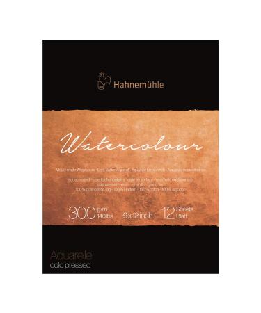 Hahnemuhle Collection 100% Cotton Watercolor Pad, 300 GSM, 9x12", 12 Sheets