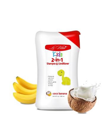 Kids 2in1 Shampoo & Conditioner - Gentle Formula for Delicate Hair Daily Strengthening & Moisturizing Paraben & Dye-Free - 10.14 fl.oz/300mL - Coco Banana