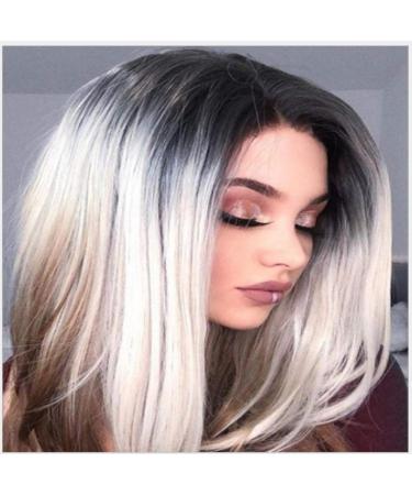 BGHJUE African Wig - White Gradient Short Lace Front Human Hair Wig for Black Women | Pre Plucked Hairline | Brazilian Remy Hair - Buy Online on SooperMarket.com