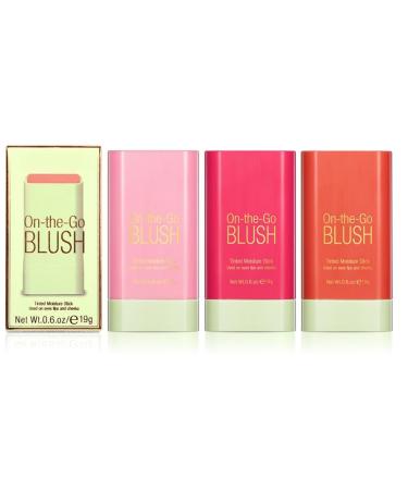 Lovelycat On-the-Go Makeup Blush Stick Tinted Moisture Stick Shadow Lips Cheek Blusher Creamy Makeup Long Lasting Natural Nude Makeup for All Skin (3PC)