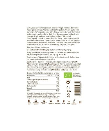 Buy Dulse Bio Atlantic Algae Leaves - Organic Raw Wild Seaweed (40g) | Vegan Umami Vegetable Bacon | Pureeraw - International Shipping Available - Buy Online on SooperMarket.com