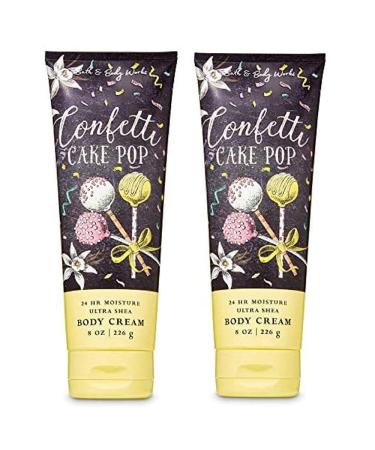 Bath and Body Works 2 Pack Ultra Shea Body Cream 8 Oz. (Confetti Cake Pop)