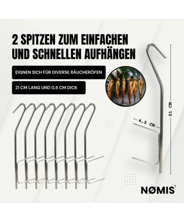 Premium Stainless Steel Smeck Hook Set - 21cm Meat & Fish Smoking Hooks for Trout Salmon Eel - Ideal Smoked Chips Accessories (8 Pack) - Buy Online on SooperMarket.com