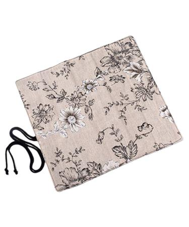 Cabilock Roll Up Paint Brush Holder 20 Slot Pockets Artist Canvas Roll Pouch Bag Makeup Brushes Case Organizer Rollup Protection (Style 7) Black peony