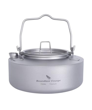 Boundless Voyage Camping Single-Layer Coffee Cup & Titanium Kettle with Folding Handle Filter Big Capacity Pot Outdoor Tableware Drinkware 700ml kettle