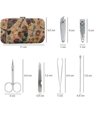 Cork Manicure Pedicure Kit 6 Pieces Stainless Steel Nail Scissors and Cuticle Tools Set with Eco-Friendly Cork Box - Buy Online on SooperMarket.com