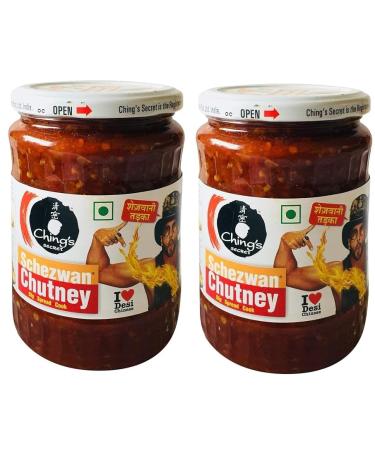 Ching's Secret Schezwan Chutney (590 Gram) Spreading Chutney Spicy Dip with Starters Makes Your Food Tantalizing and Delicious (Pack of 2)