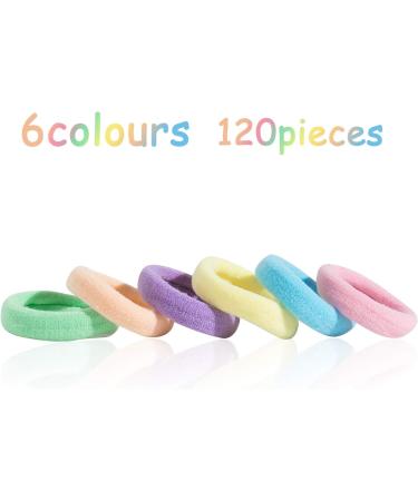 Whaline 120PCS Baby Hair Ties - Multicolor Mini Hair Bands for Girls Infants Toddlers - 2.5cm Diameter - Seamless Hair Elastics ponytail holders (6 Colors) - Buy Online on SooperMarket.com