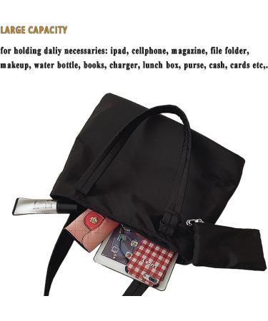 WITERY Women's Black Oxford Nylon Tote Bag - Waterproof Large Shoulder Handbag - Buy Online on SooperMarket.com
