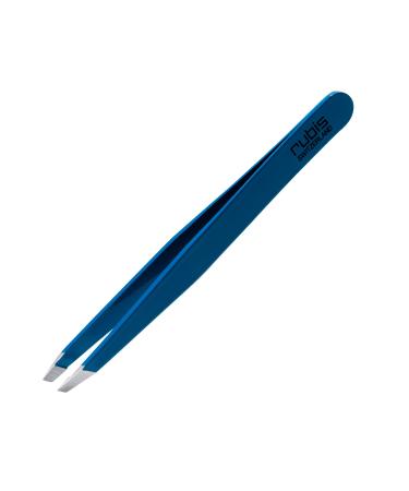 Rubis Classic Stainless Steel Slanted Tweezers for Precise Eyebrows and Hair Removal  1K109  Made in Switzerland  Blue