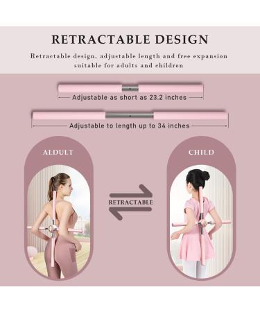 Posture Corrector Yoga Sticks - Retractable Humpback Correction Tool in Pink with Storage Bag - Buy Online on SooperMarket.com