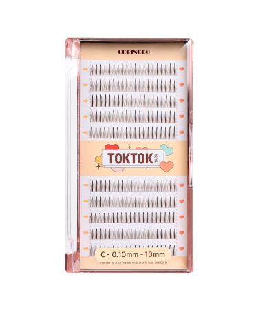 CORINGCO False Eyelashes Natural Look Brown Eye Lashes Extension Kit Beginner Self Adhesive Eyelashes Individual Eyelashes Partial False Eyelashes 10mm 11mm 12mm / 200 Cluster Korean Makeup (BR10mm)