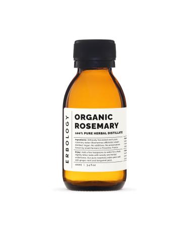 Erbology Organic Rosemary Water 100ml - Premium Food Grade Hydrolate of Rosemary - Healthy Hair - Small Batch - Sustainably Sourced Straight from Farm in Provence France