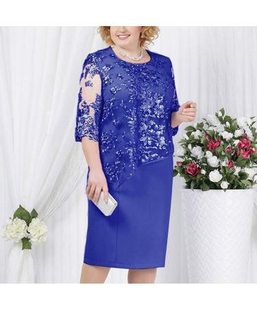 Plus Size Floral Lace Sheath Dress XL Dark Blue-1 | Knee Length Work Casual Party Cocktail Dress - Buy Online on SooperMarket.com