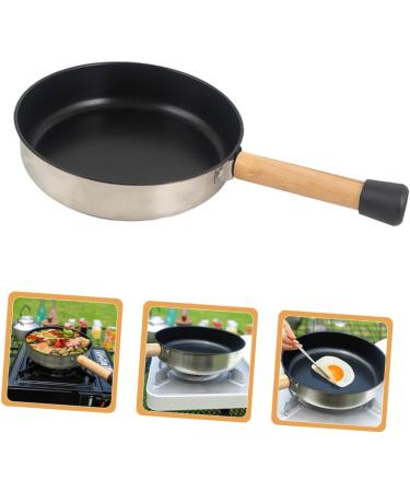 BCOATH Camping Portable Pan Egg Pan Flat Skillet Camping Cookware Griddle Pan Stainless Steel Cookware Pans Portable Camping Pan Mini Egg Cooker Multi-Function Pan Non Stick Wok Wood - Buy Online on SooperMarket.com