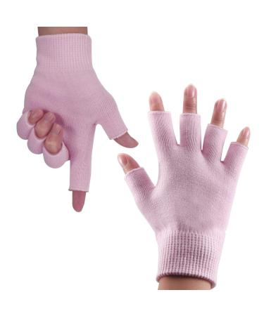 JIAHAO Womens Gel Moisturizing Gloves Day Night Instantly Repair Eczema Dry Rough and Cracked Hands Gel Lining Infused with Essential Oils and Vitamins Pink