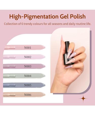 Maykawe Gel Nail Polish Set with 48W Nail Lamp - 6 Nude, Gray, Pink, Purple Colors - Base Top Coat, Manicure Tools - Shellac Nail Art Kit for Beginners - Home Salon Starter Kit - Buy Online on SooperMarket.com