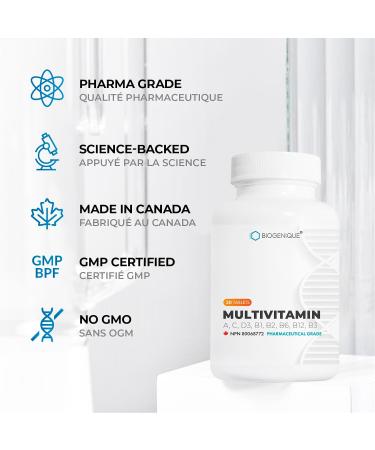 Biogenique Multivitamin - Complete Multivitamin for Adults Supports Energy Immunity & Overall Health - 1 Month Supply - Multi vitamins Women & Men supplement Made in Canada Non-GMO - Buy Online on SooperMarket.com
