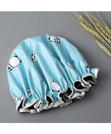 2 Piece Waterproof Shower Hood Bath Cap for Women - Reusable Elastic Hair Cap in Blue & Gray | Ideal for Bathing and Spa - Buy Online on SooperMarket.com
