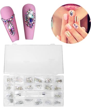 Nail rhinestones rhinestones nail art rhinestones colorful exquisite nail DIY glass rhinestones decoration with box Smooth appearance and no scratches - Buy Online on SooperMarket.com