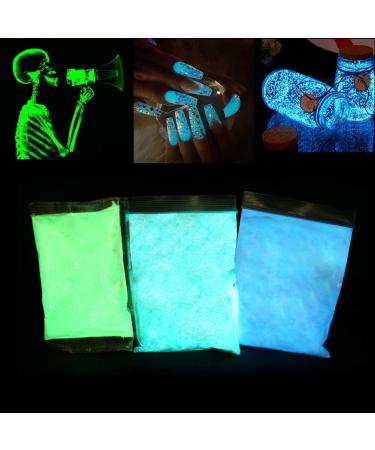 Fluorescent powder 3x100 g Professional luminescence pigment phosphorescent color photoluminescence non -toxic aluminum strontium aluminum neon lights dark pigment nights (03) 3 PCs