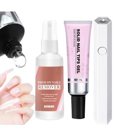 Neamou Soft Gel Nail Tips Glue | Fake Acrylic Nails Kit | Quick Drying Adhesive Solid Rhinestone Glue With Remover For Press On Nails Tips Salon Art Lamp Curing Needed